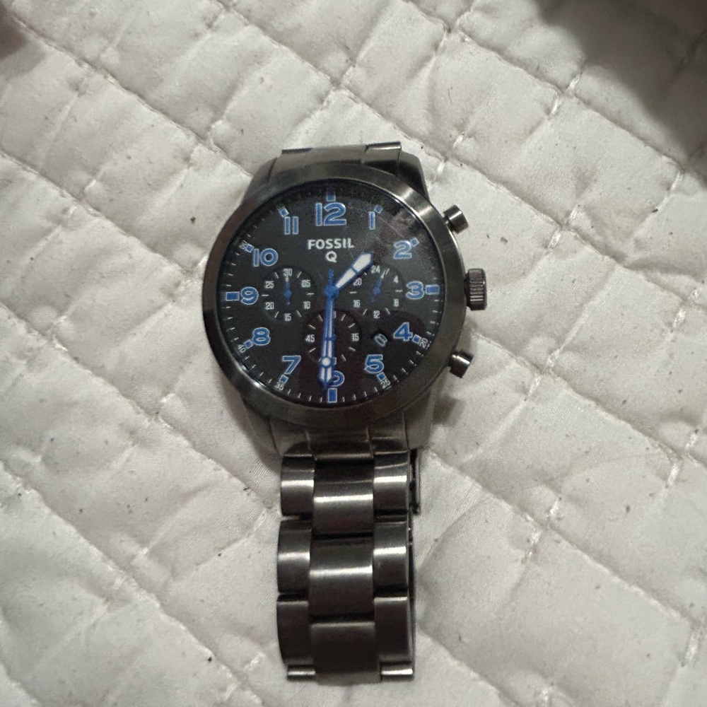 Fossil Stainless Steel Watch with Blue Highlights